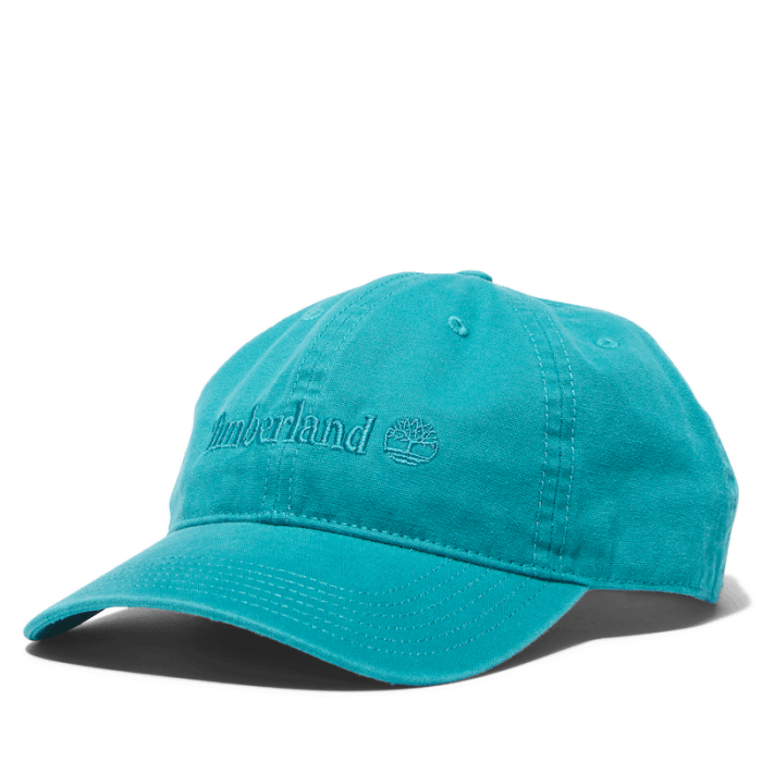 Kasket I Bomuldslærred Med Lineært Logo I Blågrønt Tømmerland