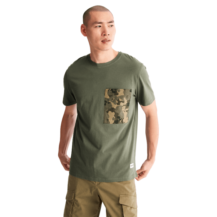 Outdoor Heritage Camo-pocket T-shirt Til Mænd I Grønt Træland