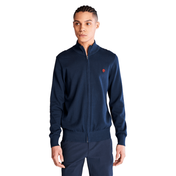 Williams River Sweater Med Fuld Lynlås Til Mænd I Navy Timberland