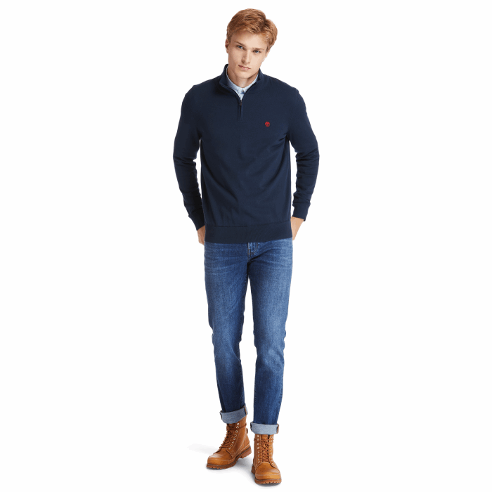 Timberland Navy Herre Williams River Sweater Med Lynlås
