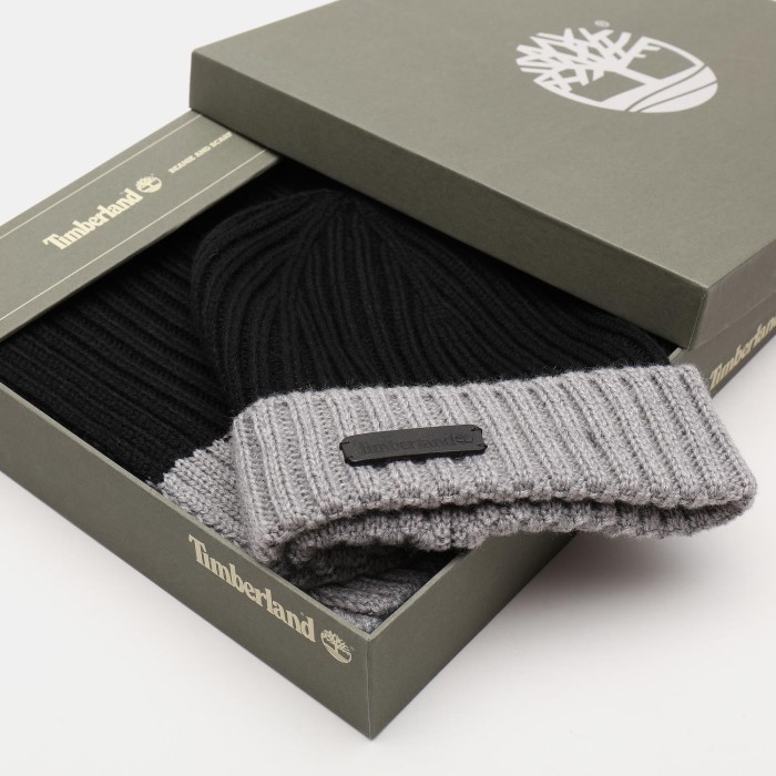Timberland Ribbet Hue Og Tørklæde Gavesæt