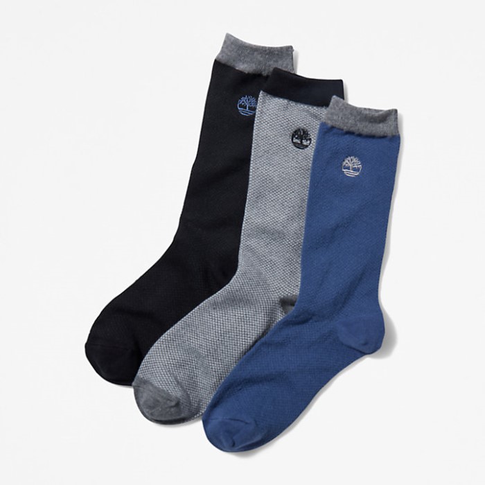 Mænd Tre Par Pique Crew Sokker Sort Timberland