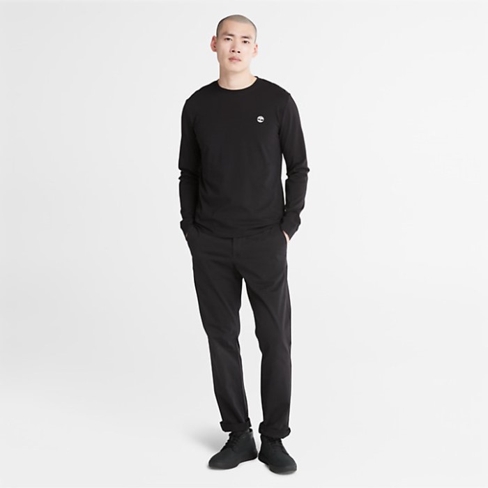 Mænd Dunstan River Ls T-shirt Sort Timberland