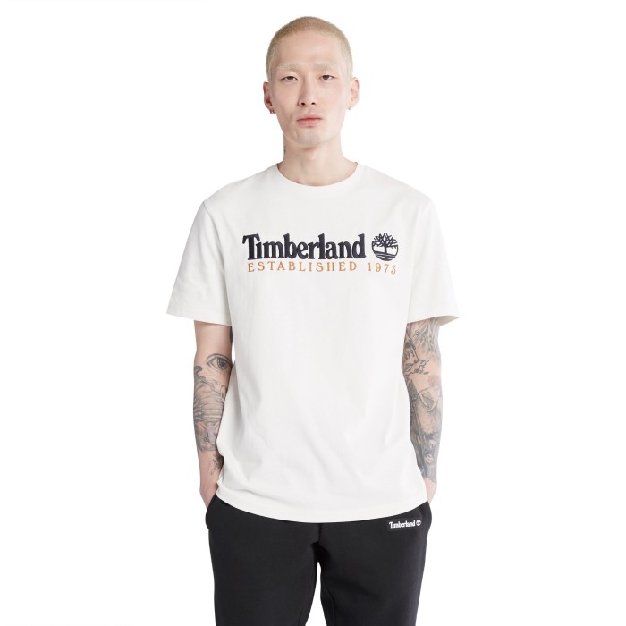 Mænd Udendørs Heritage Logo T-shirt Hvid Timberland