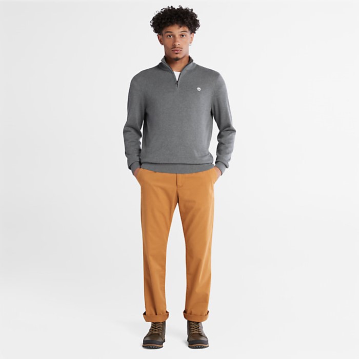 Herre Williams River Sweater Med Lynlås, Grå Timberland