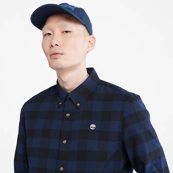 Timberland Navy Herre Mascoma River Ternet Skjorte I Slim-fit Pasform