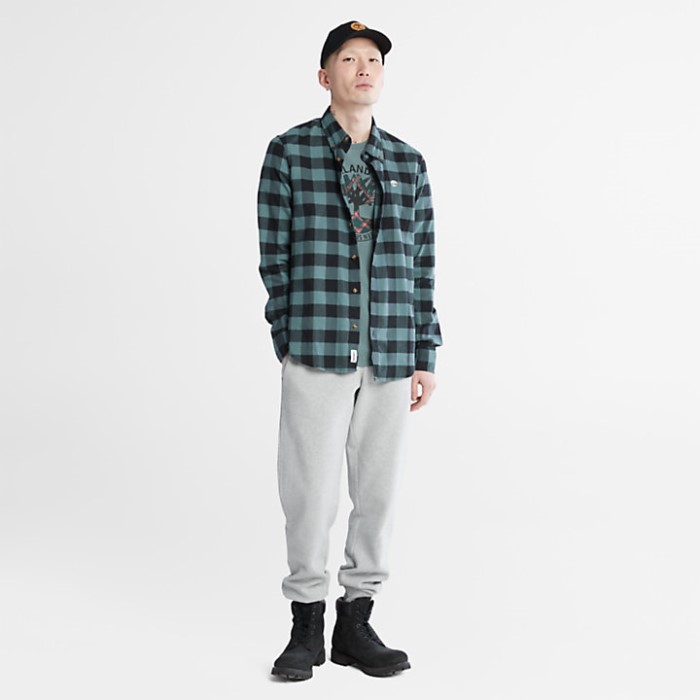 Mænd Mascoma River Ternet Skjorte I Slim Fit Grøn Timberland