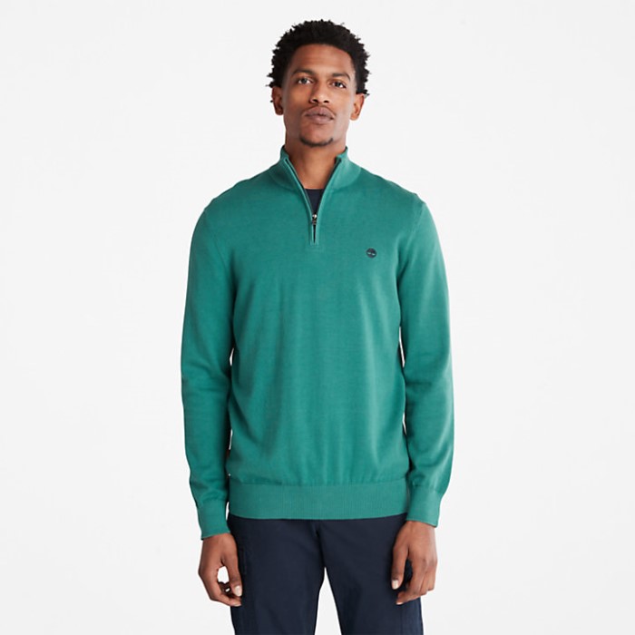 Mænd Williams River Sweater Med Lynlås Grøn Timberland
