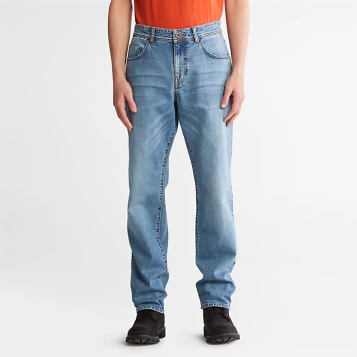Timberland Blue Men Squam Lake Stretch Jeans Med Lige Pasform