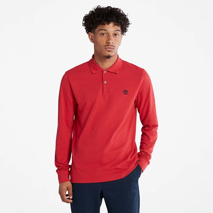 Timberland Red Men Millers River Ls Poloshirt