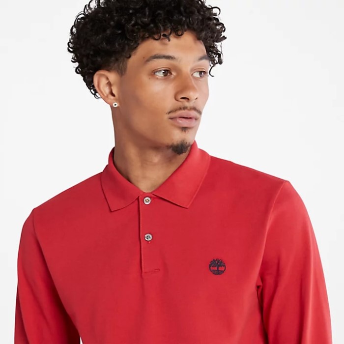 Timberland Red Men Millers River Ls Poloshirt
