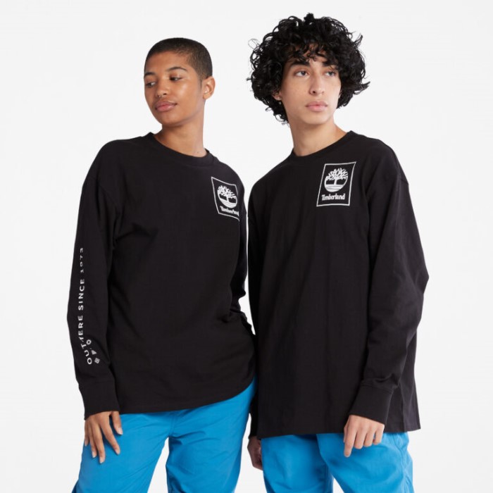 Alle Køn Tungvægts Bag-grafisk Langærmet T-shirt Sort Timberland