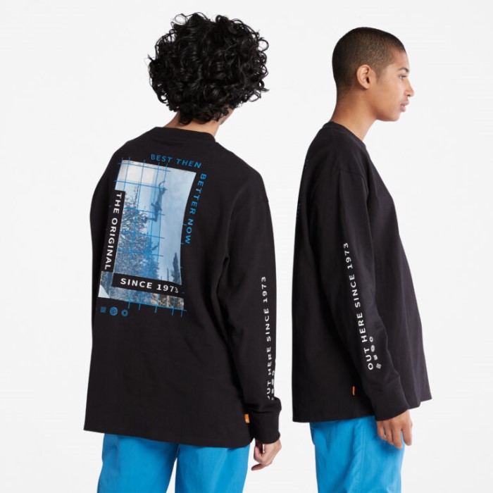 Alle Køn Tungvægts Bag-grafisk Langærmet T-shirt Sort Timberland