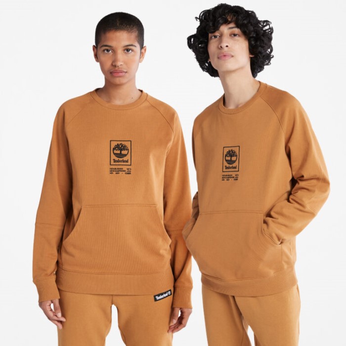 Alle Køn Tungvægts-logo Sweatshirt Med Rund Hals Wheat Timberland
