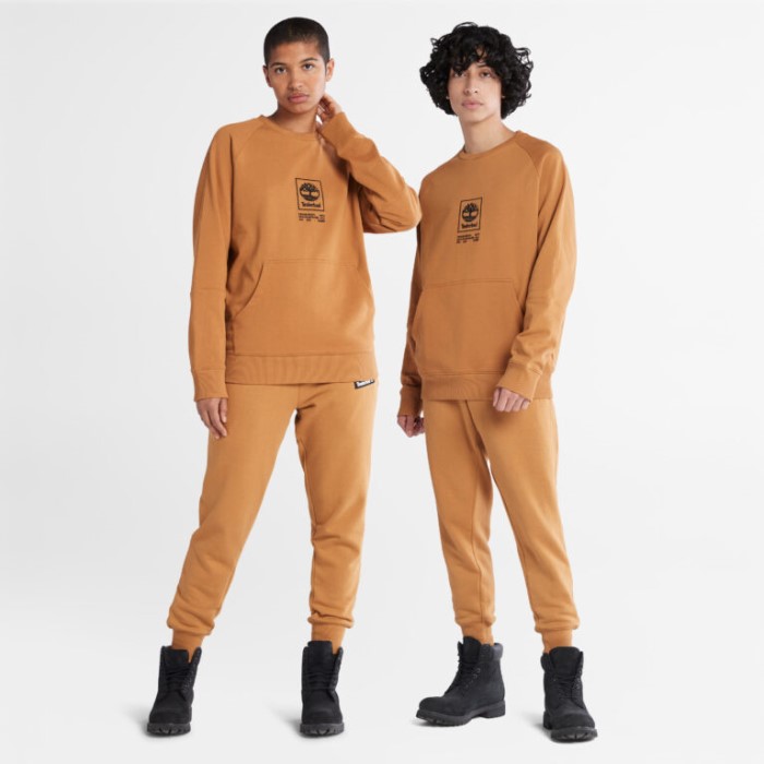 Alle Køn Tungvægts-logo Sweatshirt Med Rund Hals Wheat Timberland