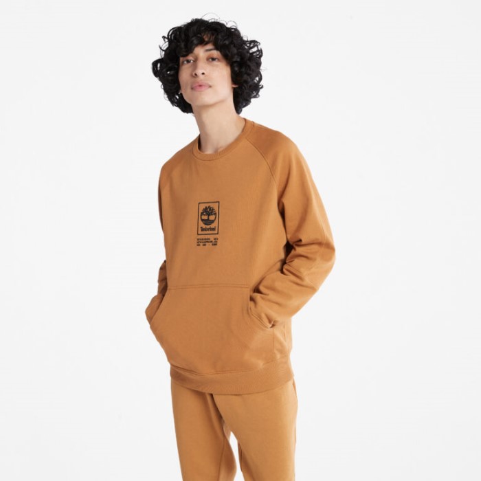 Alle Køn Tungvægts-logo Sweatshirt Med Rund Hals Wheat Timberland