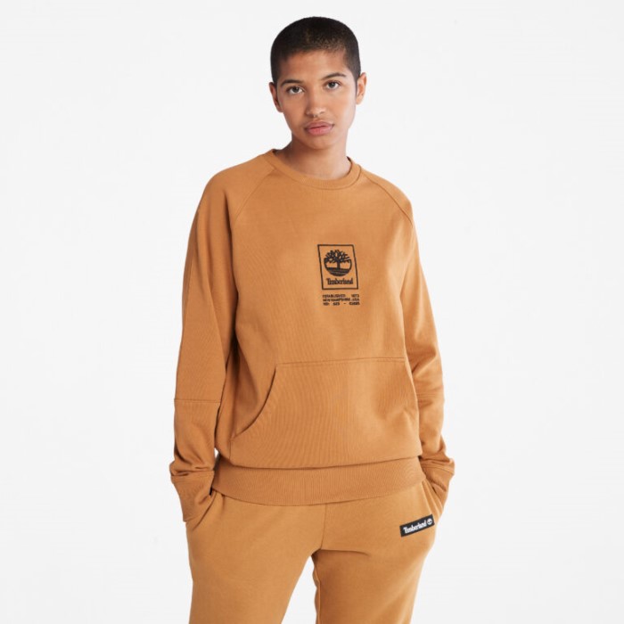 Alle Køn Tungvægts-logo Sweatshirt Med Rund Hals Wheat Timberland