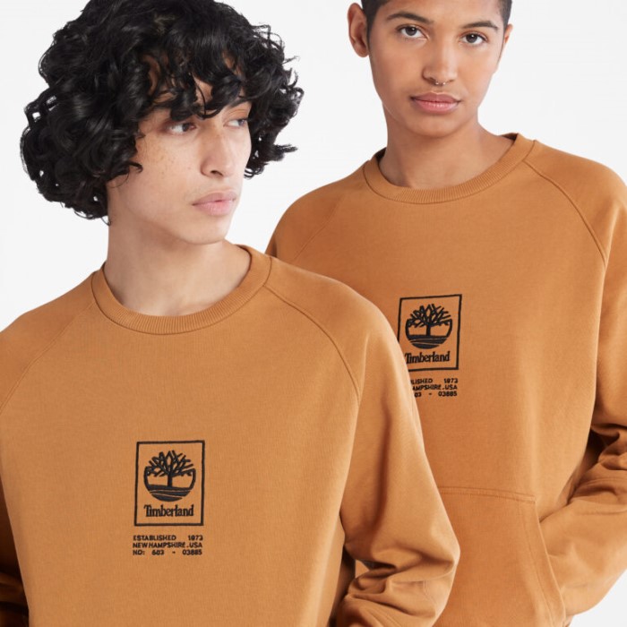 Alle Køn Tungvægts-logo Sweatshirt Med Rund Hals Wheat Timberland