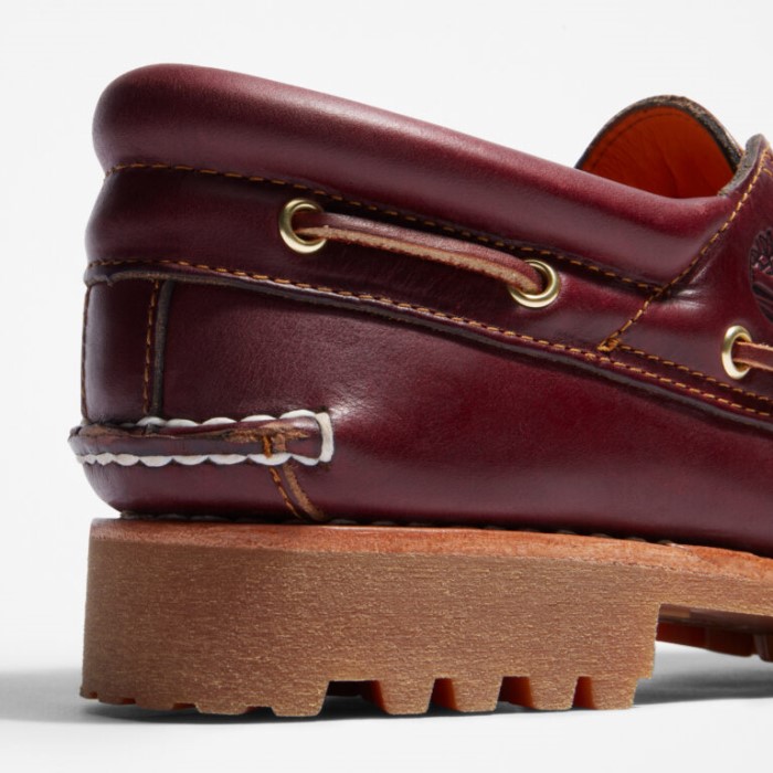 Mænd 3-øjet Lug Håndsyet Bådsko Bordeaux Fuldkorns Timberland