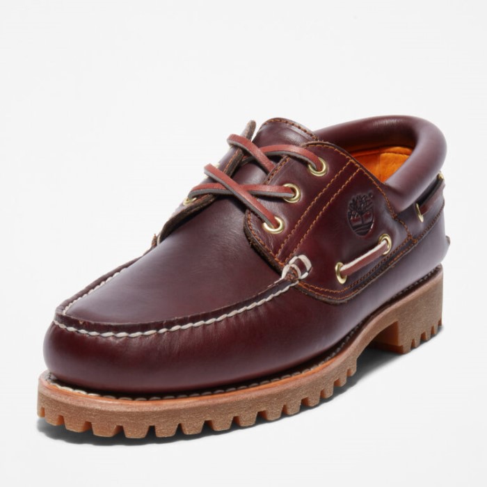 Mænd 3-øjet Lug Håndsyet Bådsko Bordeaux Fuldkorns Timberland