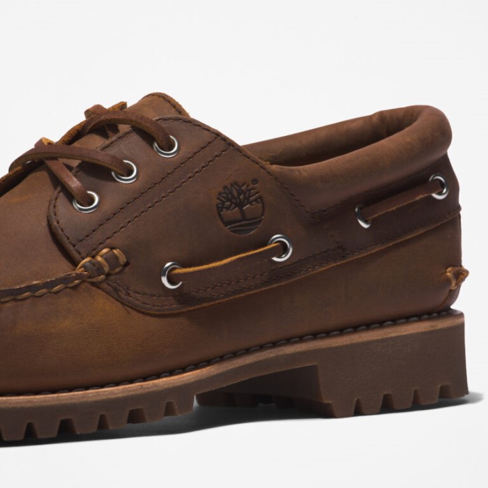 Mænd 3-øjet Lug Håndsyet Bådsko Rust Full Grain Timberland