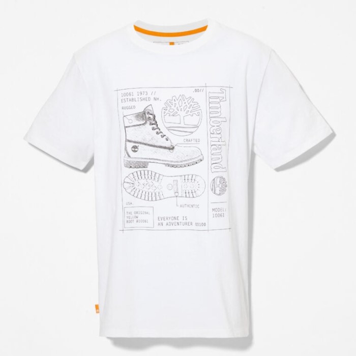 Mænd Blueprint Støvle Front-grafisk T-shirt Hvid Timberland