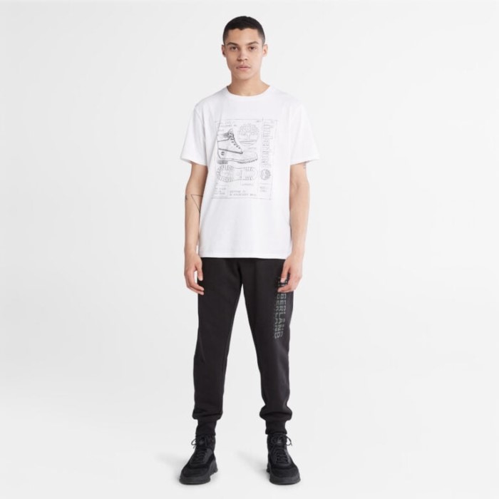 Mænd Blueprint Støvle Front-grafisk T-shirt Hvid Timberland