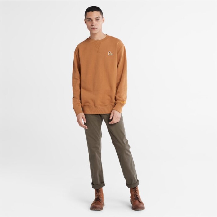Mænd Støvle-logo Rund Hals Sweatshirt Gummi Timberland
