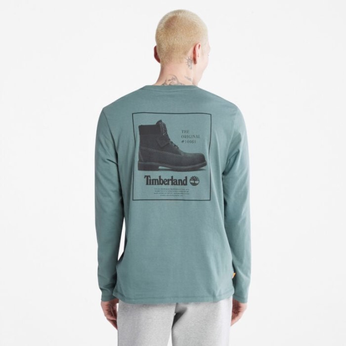 Mænd Støvle-logo Langærmet T-shirt Balsamgrøn Timberland