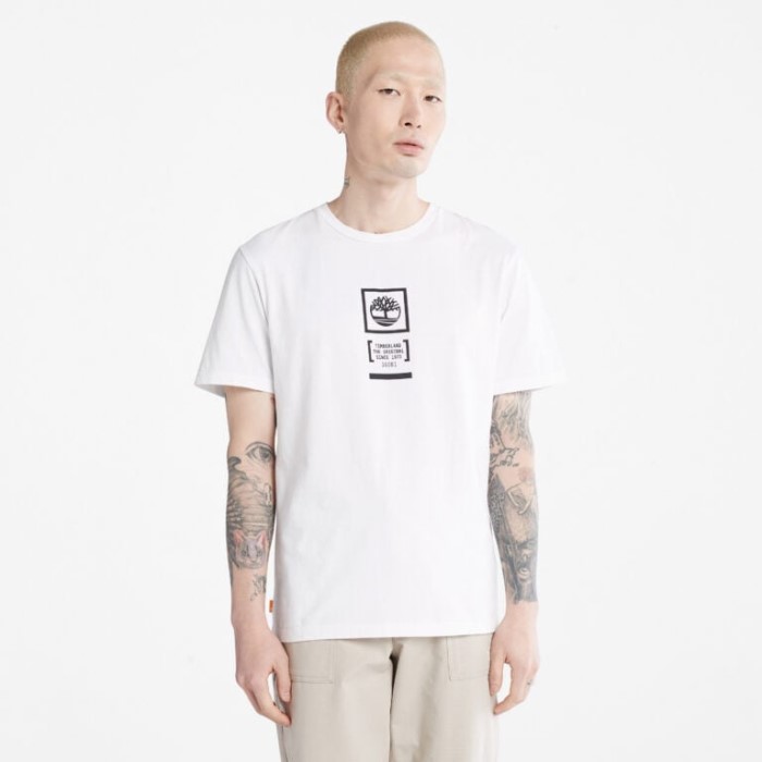 Mænd Camo-logo T-shirt Hvid Timberland