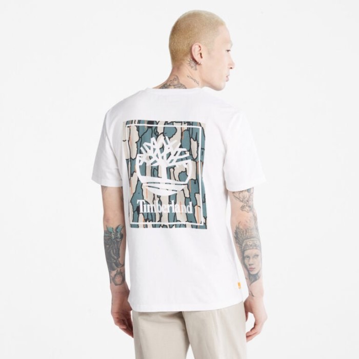 Mænd Camo-logo T-shirt Hvid Timberland