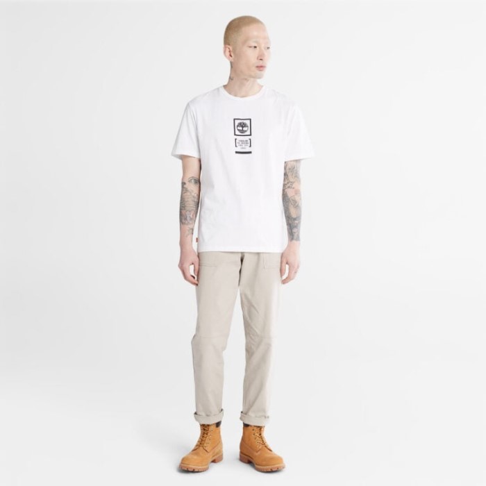 Mænd Camo-logo T-shirt Hvid Timberland