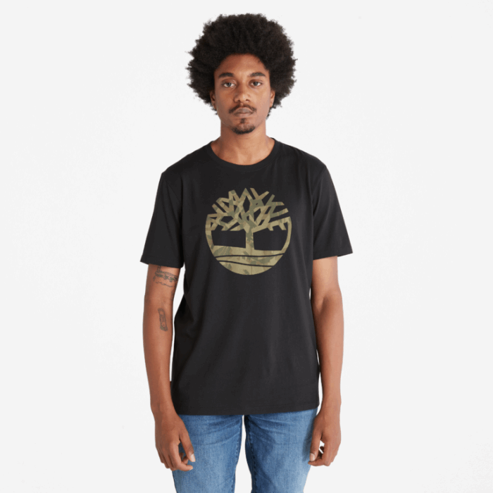 Mænd Camo Træ-logo T-shirt Sort Timberland
