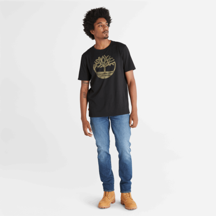 Mænd Camo Træ-logo T-shirt Sort Timberland