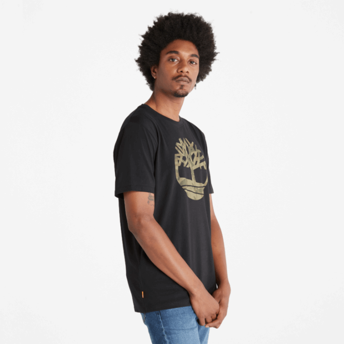 Mænd Camo Træ-logo T-shirt Sort Timberland