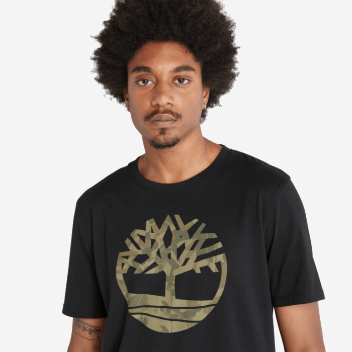 Mænd Camo Træ-logo T-shirt Sort Timberland