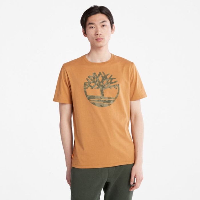 Mænd Camo Træ-logo T-shirt Wheat Timberland