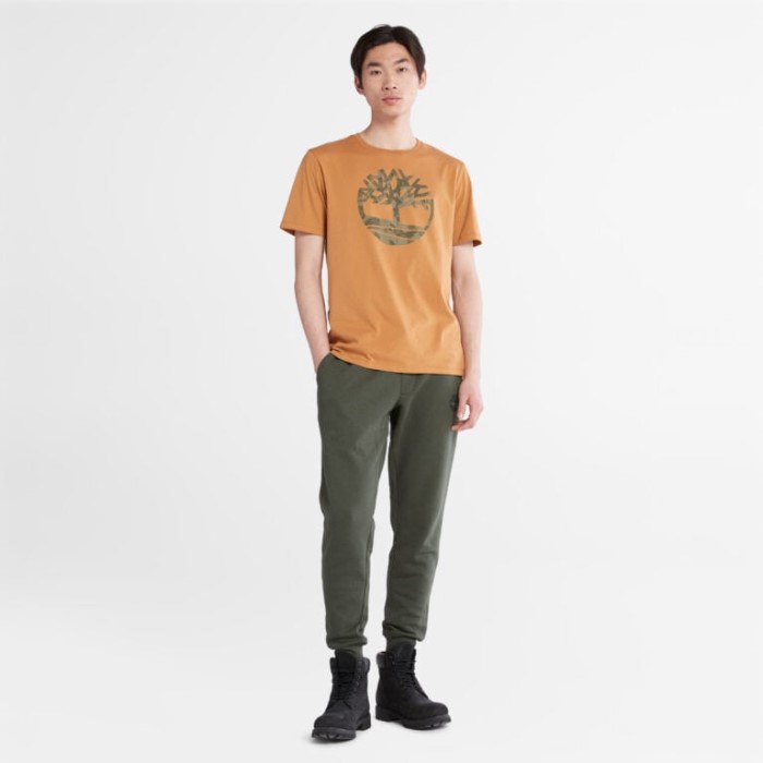 Mænd Camo Træ-logo T-shirt Wheat Timberland