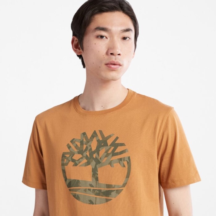 Mænd Camo Træ-logo T-shirt Wheat Timberland