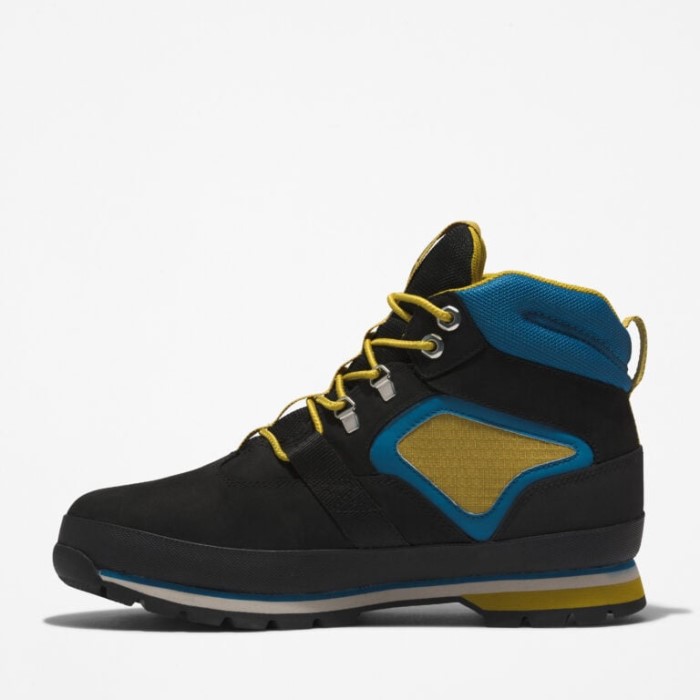 Mænd Euro Hiker Vandtætte Vandrestøvler Sort Nubuck Gul Timberland