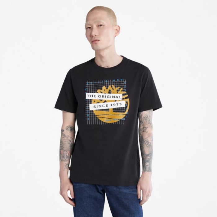 Mænd Front-grafisk T-shirt Sort Timberland