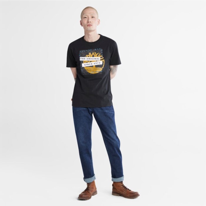 Mænd Front-grafisk T-shirt Sort Timberland
