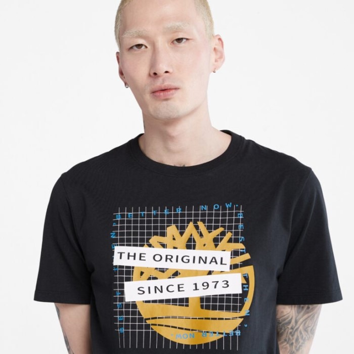 Mænd Front-grafisk T-shirt Sort Timberland