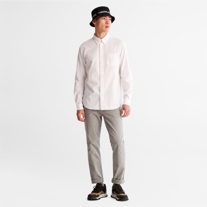 Herre Gale River Langærmet Oxford Skjorte Hvid Yd Timberland