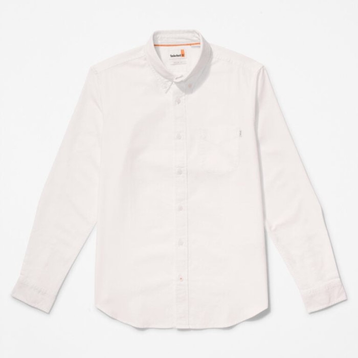Herre Gale River Langærmet Oxford Skjorte Hvid Yd Timberland