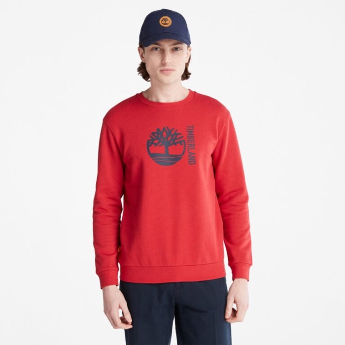 Herre Sweatshirt Med Grafisk Logo Scarlet Sage Timberland