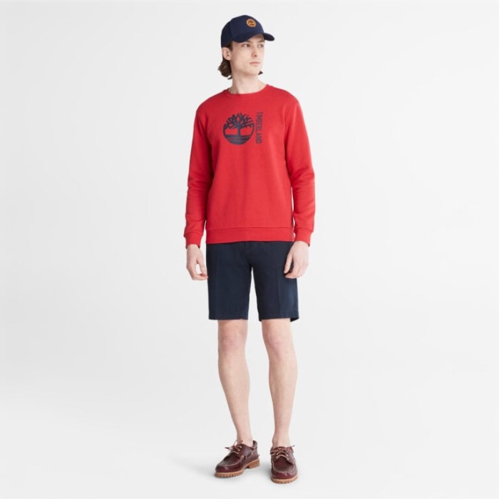 Herre Sweatshirt Med Grafisk Logo Scarlet Sage Timberland