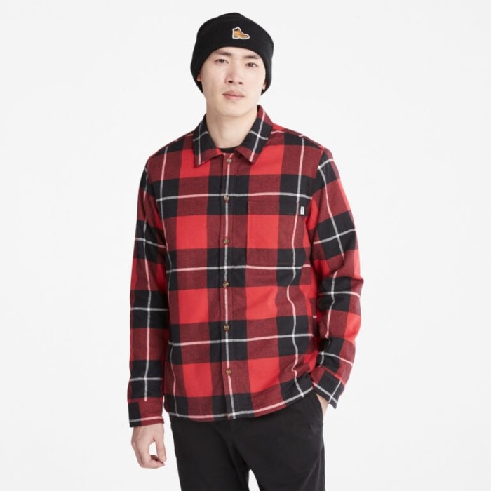 Herreisoleret Skjortejakke Med Bøffeltryk Scarlet Sage Yd Timberland