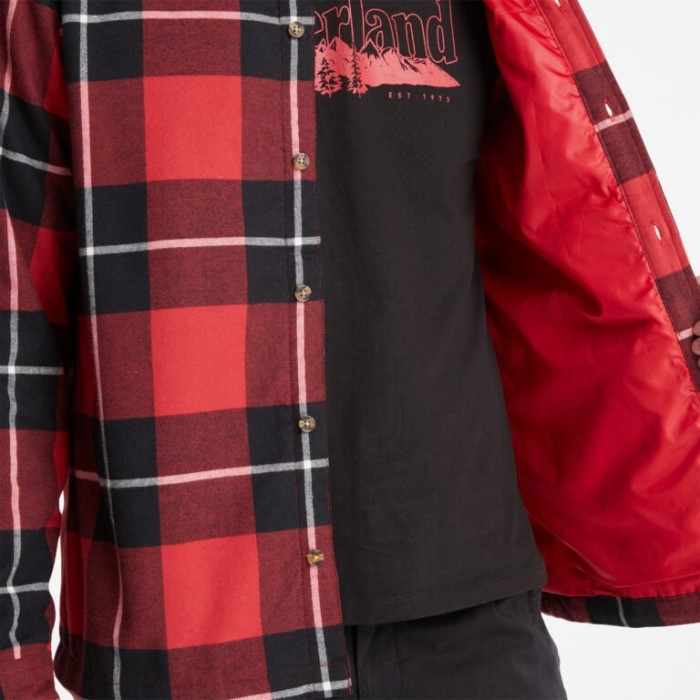 Herreisoleret Skjortejakke Med Bøffeltryk Scarlet Sage Yd Timberland