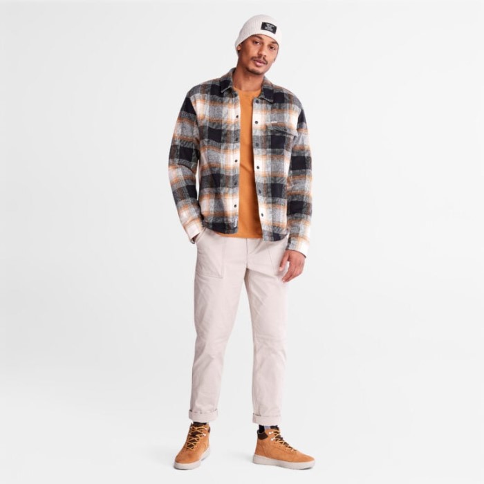 Mænd Isoleret Skjortejakke Med Bøffeltryk Hvid Sand Yd Timberland